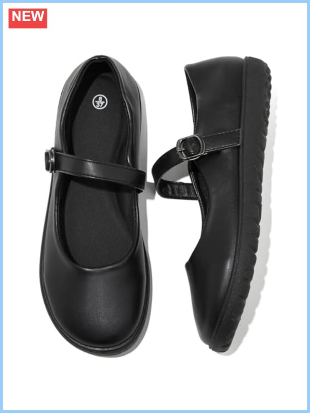 HEAWISH Women's Mary Jane Ballet Flats Adjustable Buckle Strap Comfort
